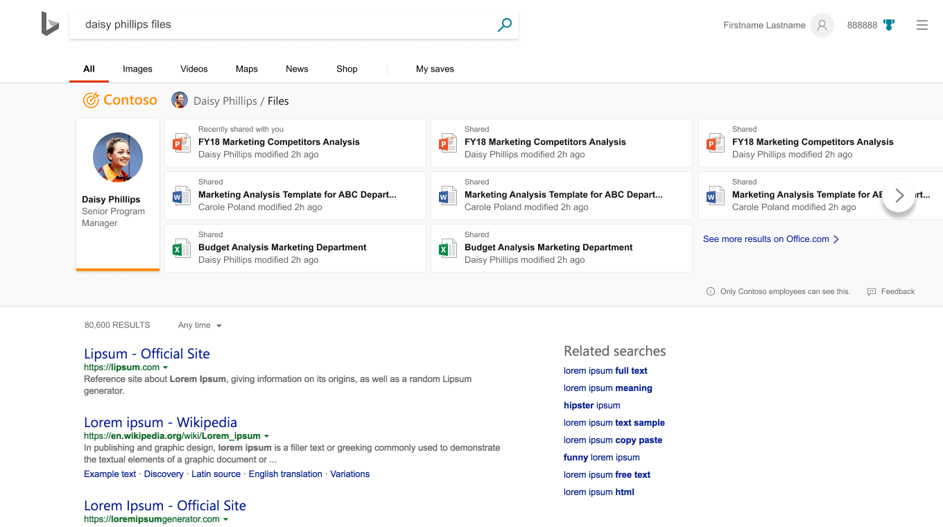Microsoft Search in Bing — a file-results experience.